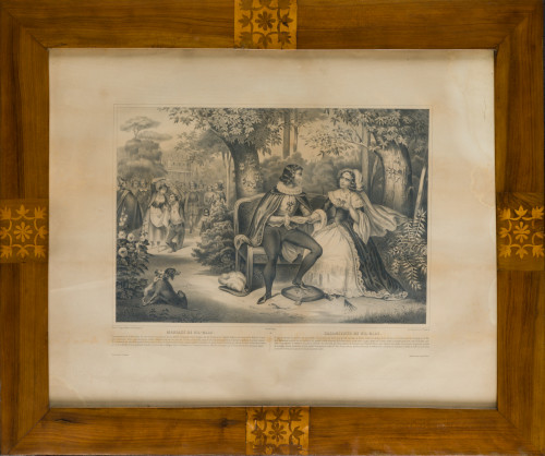 Conjunto de cuatro marcos Reina Gobernadora con marqueteria