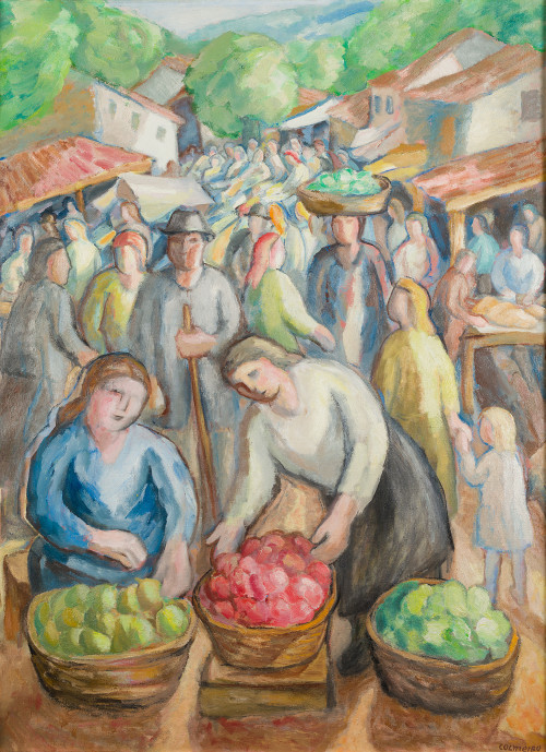 MANUEL  COLMEIRO, "Feria",  1970-72, Óleo sobre lienzo