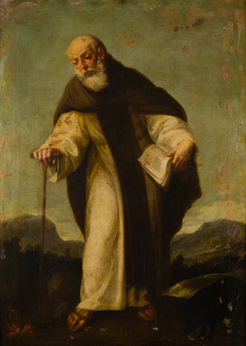 ESCUELA MADRILEÑA, "San Antonio Abad", Óleo sobre lienzo.