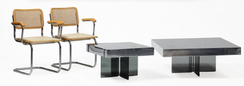 Mesa de café de latón y cristal ahumado siguiendo a Willy R