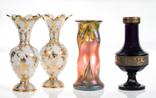 Jarrón de cristal, manufactura Moser, Checoslovaquia, pps.S