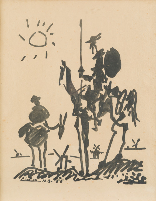 PABLO RUIZ PICASSO (DESPUES), "Don Quijote y Sancho", Litog