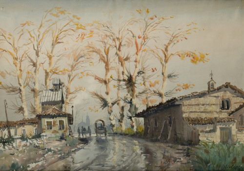 VICENTE PASTOR CALPENA, "Calle de pueblo", 1959