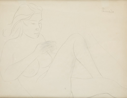 FRANCISCO PEINADO, "Desnudo femenino", Lápiz sobre papel