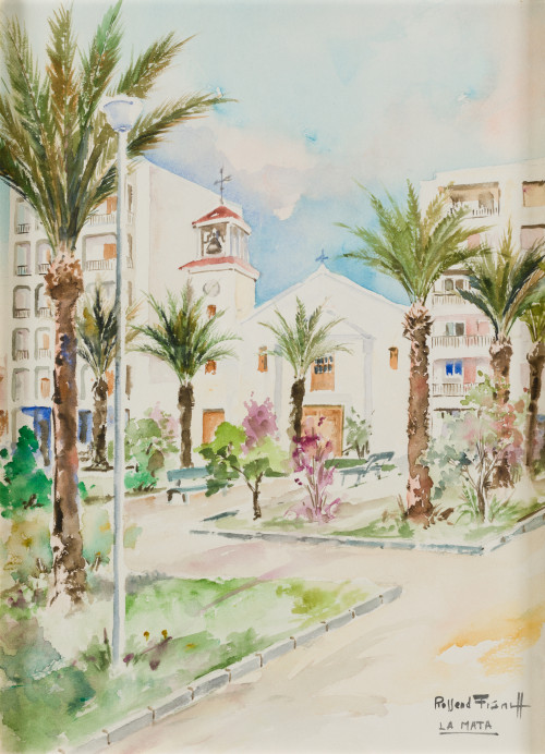 ROSSEND FRANCH CUBELLS, "La Mata", Acuarela sobre papel