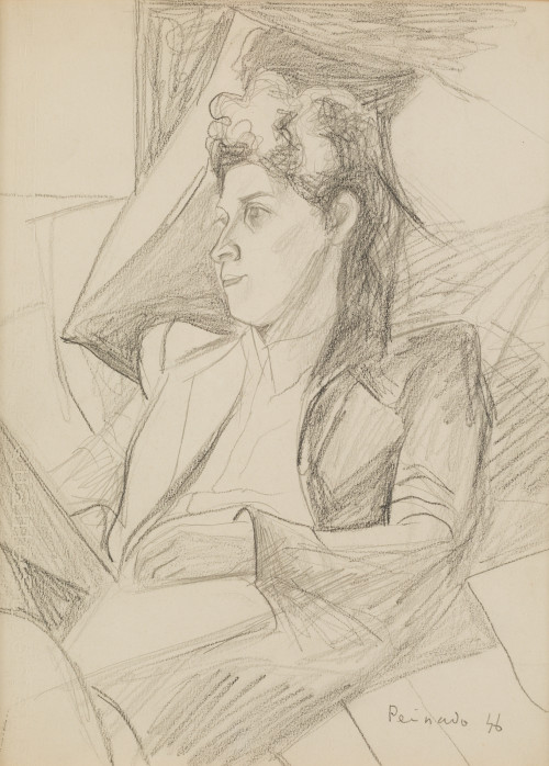 JOAQUÍN PEINADO VALLEJO, "Figura femenina", 1946, Grafito s