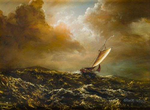 GRADHAM HEDGES, "Marina", Óleo sobre lienzo