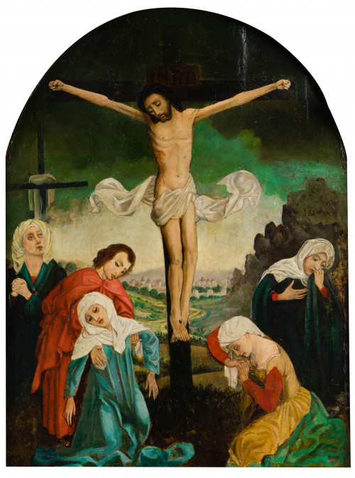SEGUIDOR DE ROGIER VAN DER WEYDEN, "La Crucifixión", Óleo s
