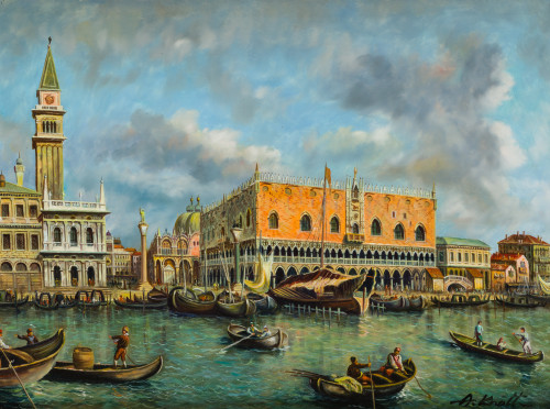 ANÓNIMO, "Venecia", Óleo sobre tabla