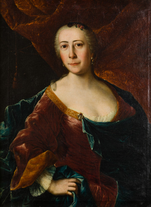 JOSEPH LANDER, "Retrato de dama", 1753, Óleo sobre lienzo.