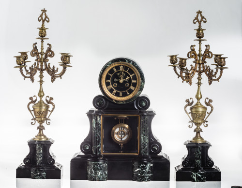 Guarnición de reloj y candelabros, Francia, c.1900