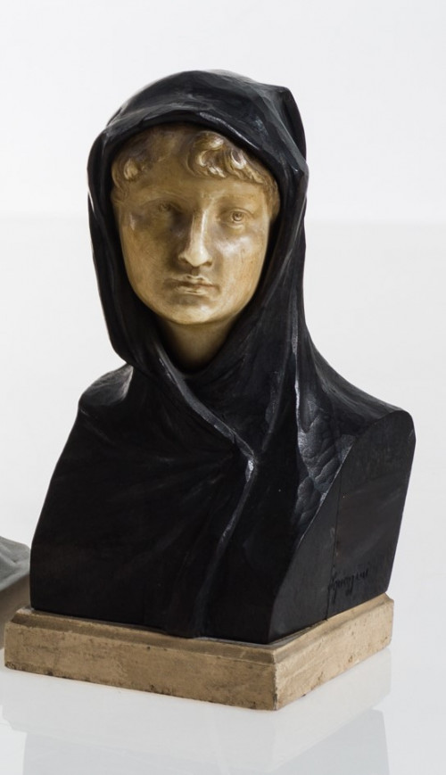"Busto de joven con capucha", escuela italiana, ffs.S.XIX -