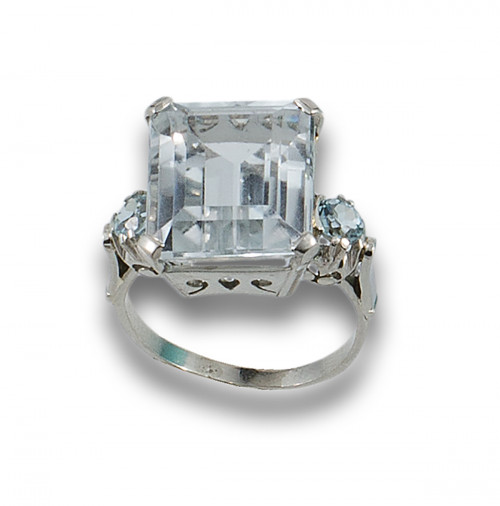 SORTIJA PLATINO Y AGUAMARINA