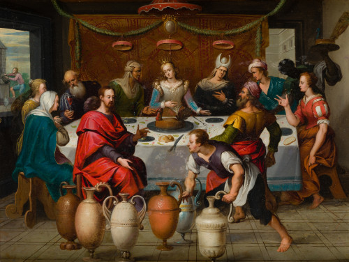 ATRIBUIDO A FRANS FRANCKEN III, "Las bodas de Caná", Óleo s