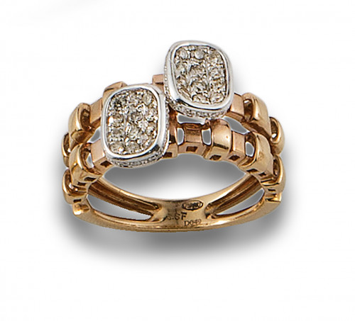 SORTIJA DOBLE BANDA ORO ROSA Y DIAMANTE
