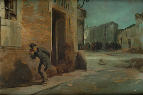 ÁNGEL LIZCANO, ¡Agua va!, Óleo sobre tabla