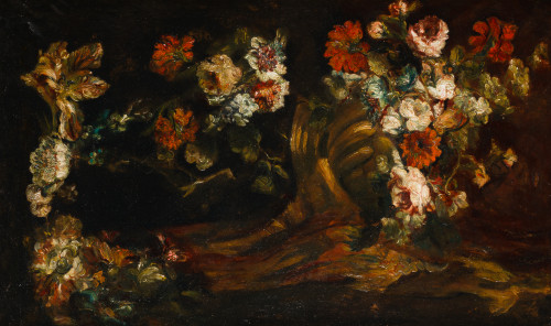 "Bodegón con composición floral"