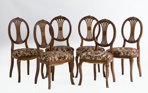 Six oak wood chairs, 20th century