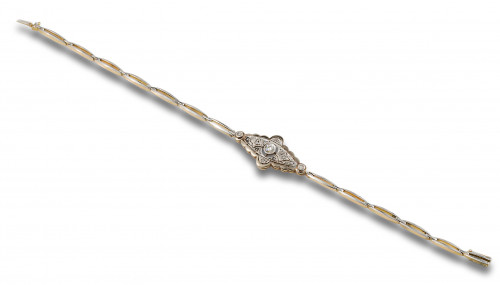 PULSERA ART NOUVEAU DE DIAMANTES, ORO AMARILLO Y PLATINO