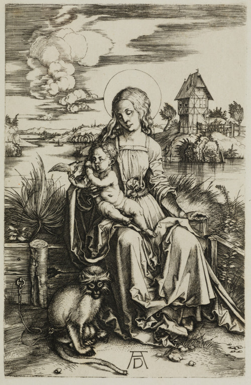 ALBERTO DURERO, "María con El Niño", Grabado al cobre
