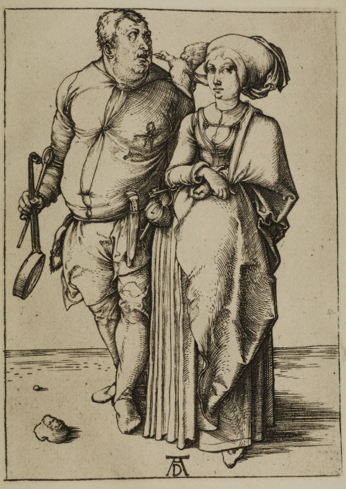 ALBERTO DURERO, "El cocinero y su mujer", Grabado al cobre