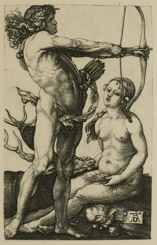 ALBERTO DURERO, "Apolo y Diana", Grabado al cobre