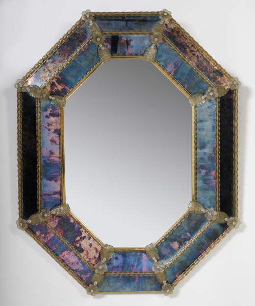 Espejo de Murano de perfil octogonal, Venecia, med. S. XX