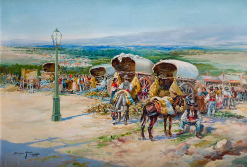 ENRIQUE MARÍN SEVILLA, "La feria", 1908, Óleo sobre lienzo
