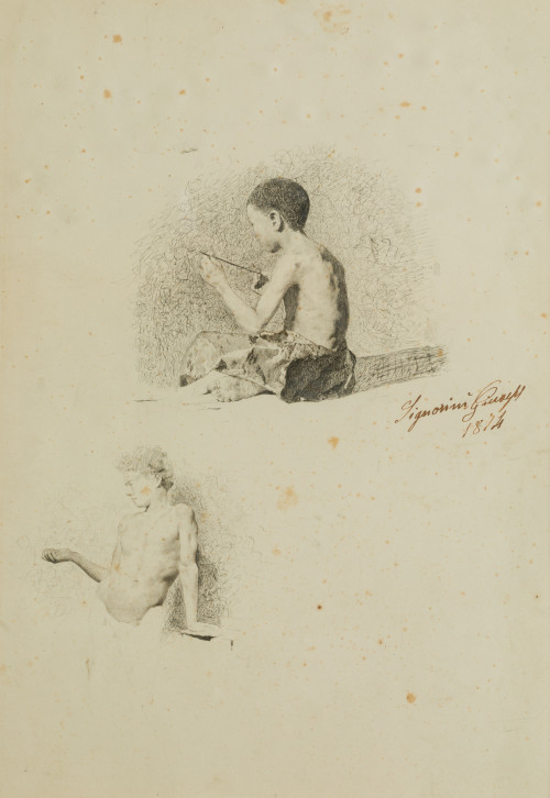 GIUSEPPE SIGNORINI, "Estudio de jóvenes aficanos", 1874, Gr