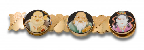 PULSERA, AÑOS 70, DE PORCELANA TOSHIKANE, EN ORO AMARILLO