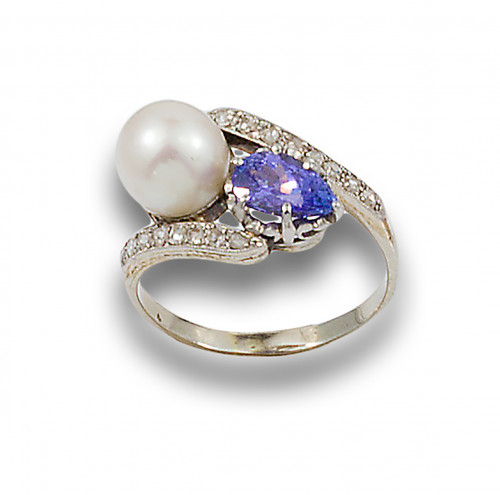 SORTIJA TU Y YO PERLA Y TANZANITA