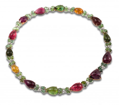 GARGANTILLA DE TURMALINAS ROSA, VERDE Y AMARILLO