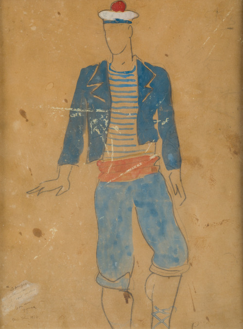 PEDRO PRUNA, "Marinero", 1926, Grafito y gouache sobre papel