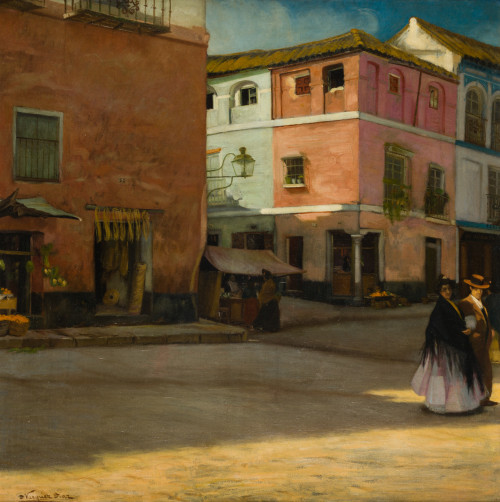DANIEL VÁZQUEZ DÍAZ, "Calle de Sevilla", Óleo sobre lienzo