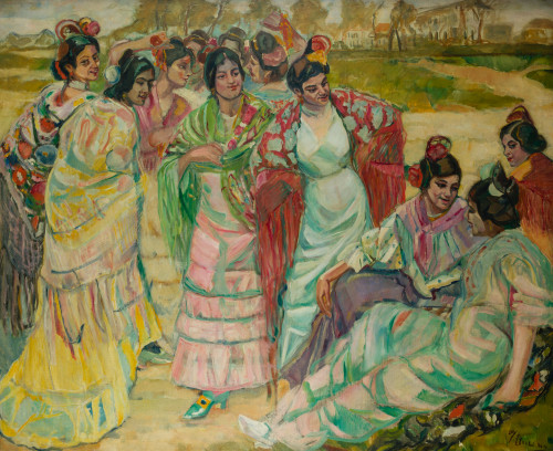 FRANCISCO ITURRINO GONZALEZ, "Mujeres con mantón conversand