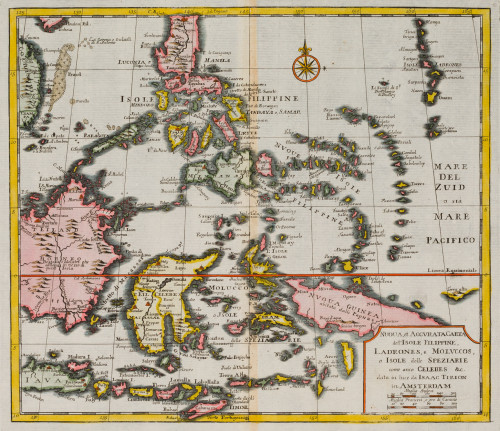 ISAAK TIRION, "Islas de las Especeias y Celebes", Grabado a