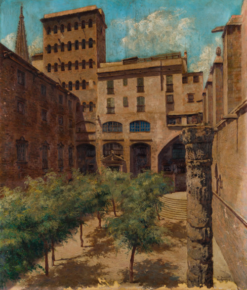 ALEXANDRE CARDUNETS, "Plaça del Rei, Barcelona", 1930, Óleo