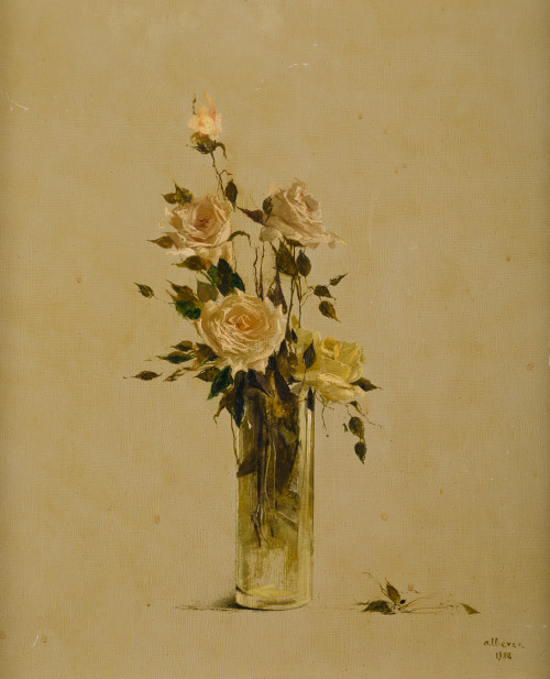 GABRIEL ALBERCA, "Rosas en grises", 1988, Óleo sobre tablex