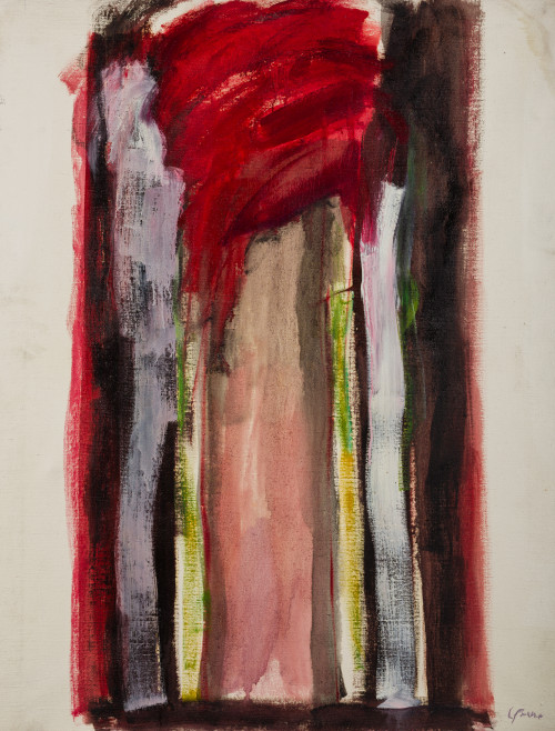 CARMEN BUENO, "Don flores rojas", 1987, Óleo sobre lienzo