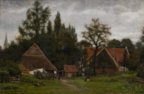 AGUSTÍN RIANCHO GÓMEZ, "Paisaje con casas, Bélgica", 1969, 