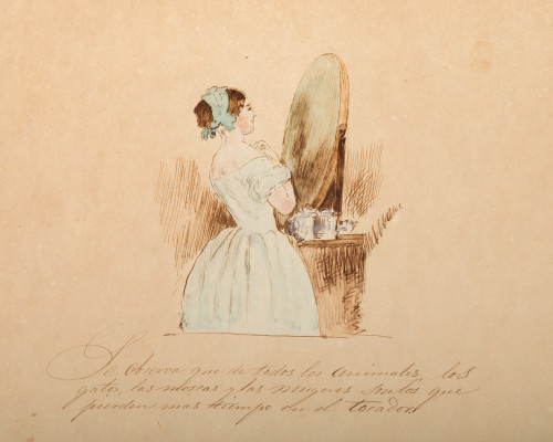 ESCUELA ESPAÑOLA, "Dama frente al tocador"