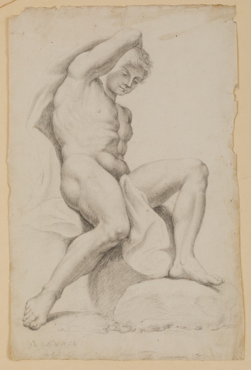 ESCUELA ESPAÑOLA, "Academia: desnudo masculino", 1828, Graf