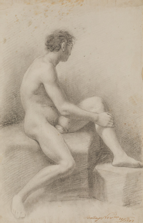 ESCUELA ESPAÑOLA, "Academia: desnudo masculino", 1802, Graf
