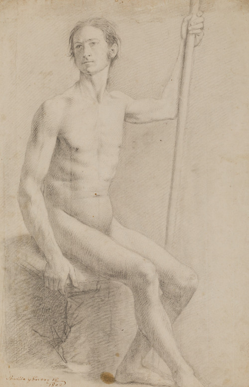 ESCUELA ESPAÑOLA, "Academia: desnudo masculino", 1802, Graf
