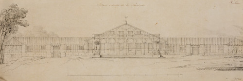ESCUELA ESPAÑOLA, "Estudio de fachada", Grafito sobre papel