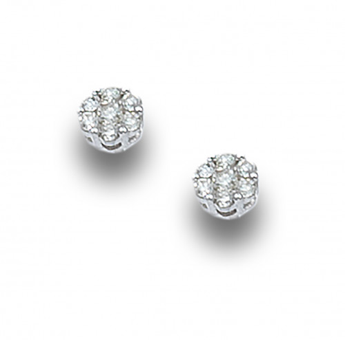 PENDIENTES ROSETONES DE DIAMANTES Y ORO BLANCO