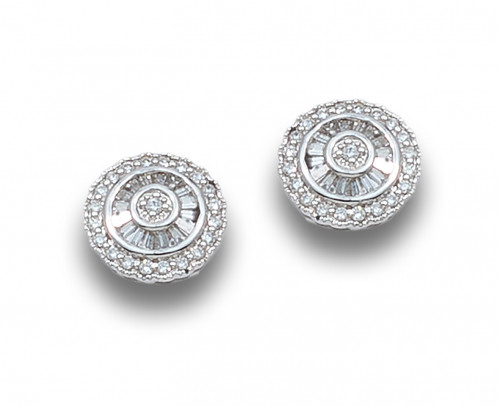 PENDIENTES ROSETONES DE DIAMANTES Y ORO BLANCO