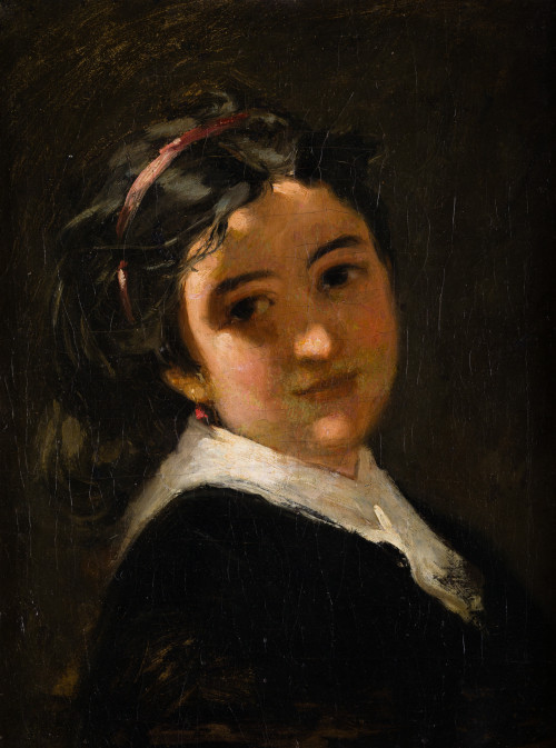 EDUARDO ROSALES GALLINAS, "Retrato de mujer", 1869, Óleo so