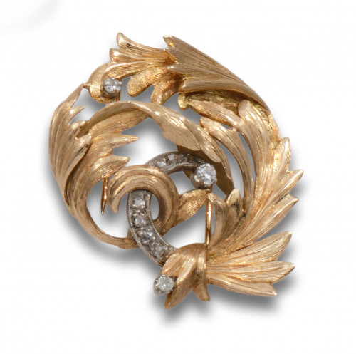 BROCHE AÑOS 40 EN ORO AMARILLO Y DIAMANTES