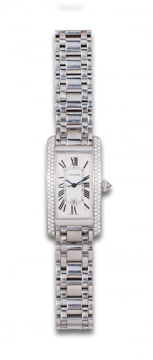 RELOJ DE PULSERA CARTIER TANK AMERICANO EN ORO Y DIAMANTES